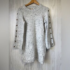 Madewell Speckled Knit Button-Sleeve Sweater Dress Gray Size Medium